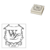 Elegant Bruiloft Crest Monogram Rubberstempel (Gestempeld)