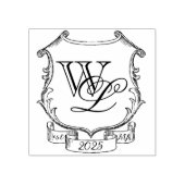 Elegant Bruiloft Crest Monogram Rubberstempel (Afrduk)