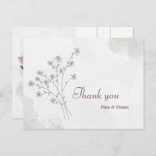 Elegant bruiloft Dank je wel Briefkaart (Voorkant / Achterkant)