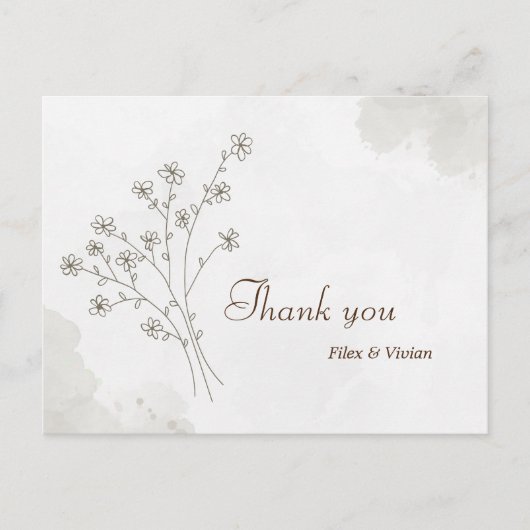 Elegant bruiloft Dank je wel Briefkaart (Voorkant)