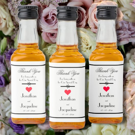 Elegant Bruiloft Dank u Mini Liquor Flessenetiket Likeurfles Etiket