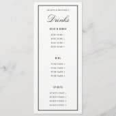 Elegant bruiloft diner zwart wit dikke rand menu (Achterkant)