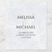 Elegant Bruiloft Eenvoudig Blauw Bloemen Groen Wijn Etiket (Enkel label)