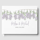 Elegant Bruiloft Eenvoudig Minimalistisch Lila Blo Gastenboek (Voorkant)