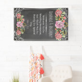 Elegant bruiloft floral chalkboard spandoek (Insitu)