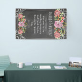 Elegant bruiloft floral chalkboard spandoek (Beurs)