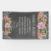Elegant bruiloft floral chalkboard spandoek (Horizontaal)