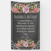 Elegant bruiloft floral chalkboard spandoek (Verticaal)