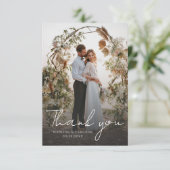 Elegant bruiloft foto aangepaste bericht bedankkaart (Staand voorkant)