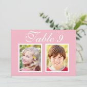 Elegant Bruiloft Foto Roze Tafelnummer (Staand voorkant)