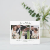 Elegant bruiloft foto's script bedankkaart (Staand voorkant)