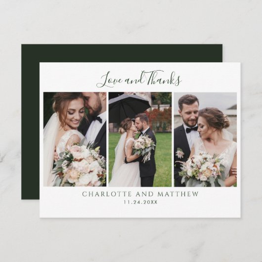Elegant bruiloft foto's script bedankkaart (Voorkant / Achterkant)