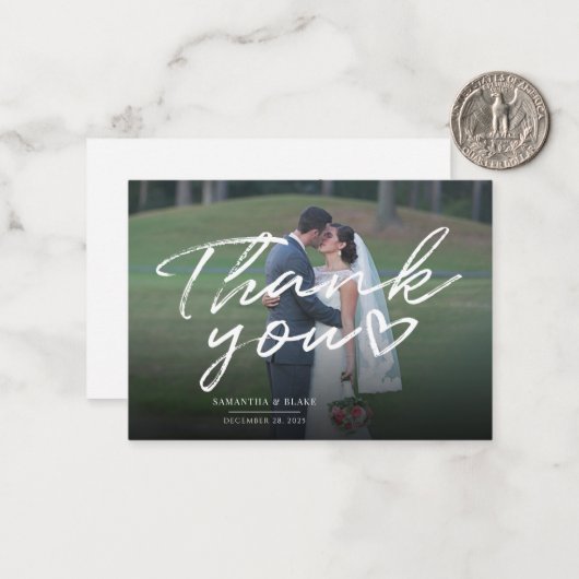 Elegant bruiloft fotoscript dank u notitiekaartje (Voorkant / Achterkant in situ)