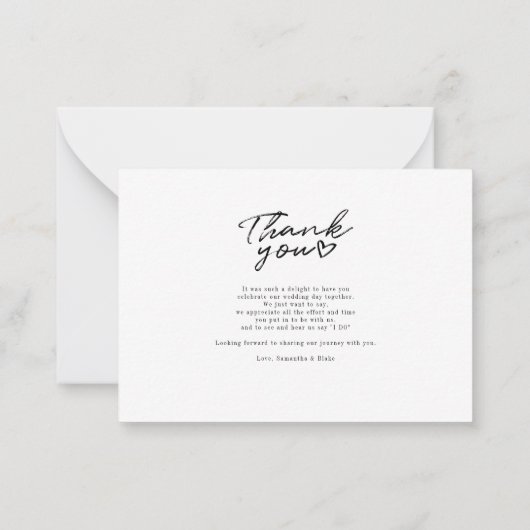Elegant bruiloft fotoscript dank u notitiekaartje (Achterkant)