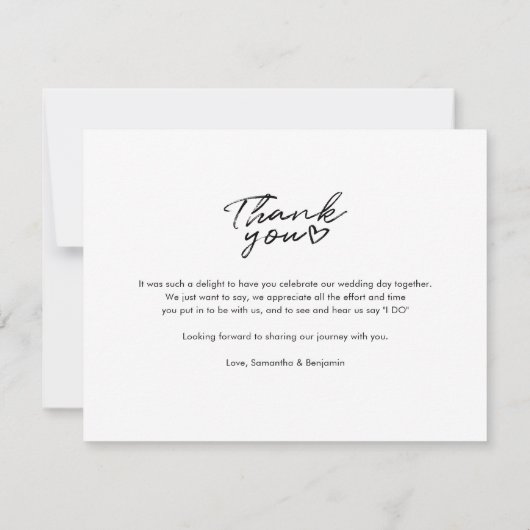 Elegant bruiloft fotoscript dank u notitiekaartje (Achterkant)