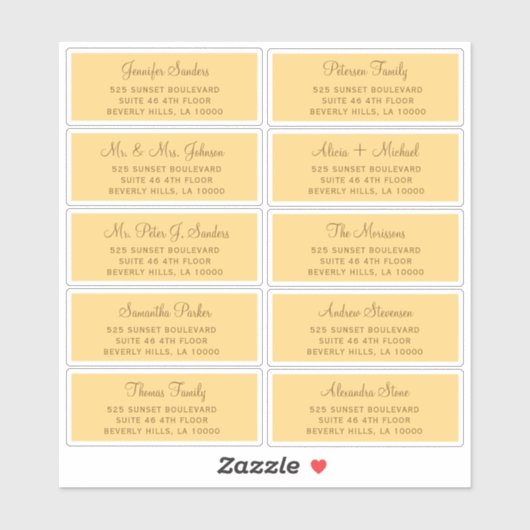 Elegant bruiloft gastadresetiketten sticker (Vel)
