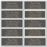 Elegant bruiloft gastadresetiketten sticker<br><div class="desc">De gepersonaliseerde minimalistische naam van de trouwgast en richt zwarte het posteren etiketten met een elegant chic goudkalligrafie manuscript.</div>