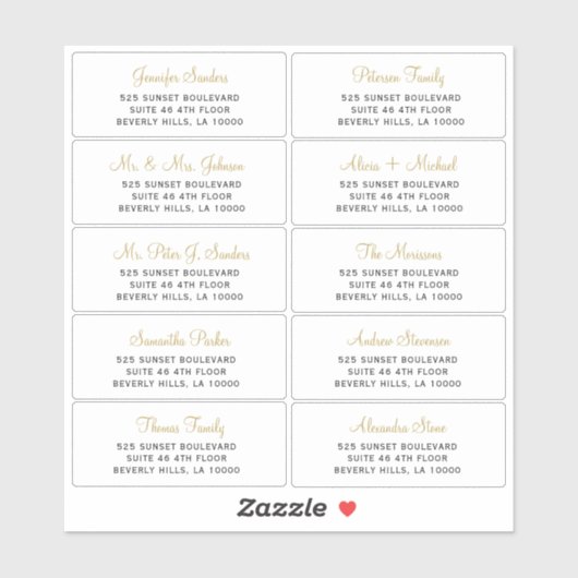 Elegant bruiloft gastadresetiketten sticker (Vel)