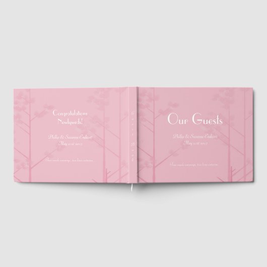 Elegant Bruiloft Gastenboek Roos Pink Tree Art (Volledig)