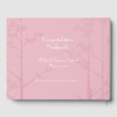 Elegant Bruiloft Gastenboek Roos Pink Tree Art (Achterkant)