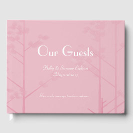 Elegant Bruiloft Gastenboek Roos Pink Tree Art