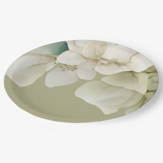 Elegant bruiloft gebladerte gedempt groen papieren bordje (Gekanteld)