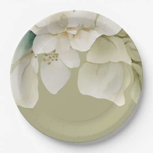 Elegant bruiloft gebladerte gedempt groen papieren bordje (Voorkant)