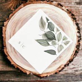 Elegant bruiloft gebladerte gedempt groen servet