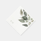 Elegant bruiloft gebladerte gedempt groen servet (Hoek)