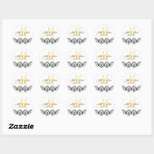 Elegant Bruiloft Geel Monogram Save the Date Ronde Sticker (Vel)