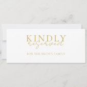 Elegant, bruiloft, gereserveerd teken om op stoele (Voorkant)