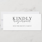 Elegant, bruiloft, gereserveerd teken om op stoele (Voorkant)