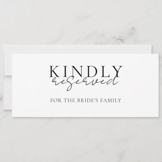 Elegant, bruiloft, gereserveerd teken om op stoele (Voorkant)