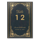  Elegant Bruiloft Goud Navy Blauw Kaart (Voorkant)