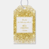 Elegant Bruiloft Gouden Confetti Dank u Favor Cadeaulabel (Voorkant)