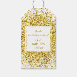 Elegant Bruiloft Gouden Confetti Dank u Favor Cadeaulabel