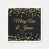 Elegant Bruiloft Gouden Faux Glitter Confetti Zwar Servetten (Voorkant)