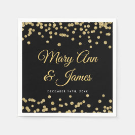 Elegant Bruiloft Gouden Faux Glitter Confetti Zwar Servetten