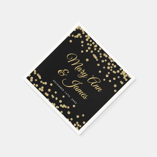 Elegant Bruiloft Gouden Faux Glitter Confetti Zwar Servetten (Hoek)