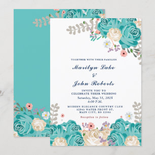 Elegant Bruiloft Groen Beige Rozen Bloemen Kaart
