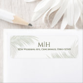 Elegant Bruiloft Groen Monogram Palmbladeren Etiket (Insitu)