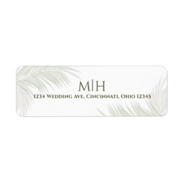Elegant Bruiloft Groen Monogram Palmbladeren Etiket