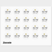 Elegant Bruiloft handgeschreven monogram zwart/wit Ronde Sticker (Vel)