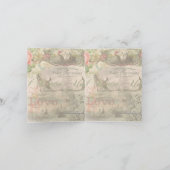 Elegant Bruiloft  Huwelijk Antiek Vintage Bedankkaart (Binnen)