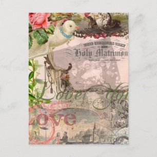 Elegant Bruiloft  Huwelijk Antiek Vintage Briefkaart