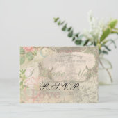 Elegant Bruiloft  Huwelijk Antiek Vintage Kaart (Staand voorkant)