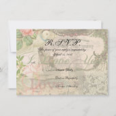 Elegant Bruiloft  Huwelijk Antiek Vintage Kaart (Achterkant)