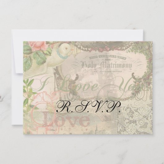 Elegant Bruiloft  Huwelijk Antiek Vintage Kaart (Voorkant)