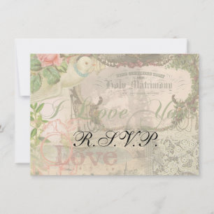 Elegant Bruiloft  Huwelijk Antiek Vintage Kaart