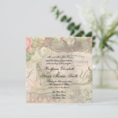 Elegant Bruiloft Huwelijk Antiek Vintage Kaart (Staand voorkant)